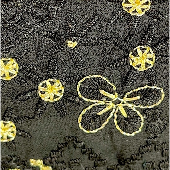 Anthropologie AKEMI + KIN Black Gold Metal Embroidered Peasant Top Sz S Boho - Picture 7 of 7